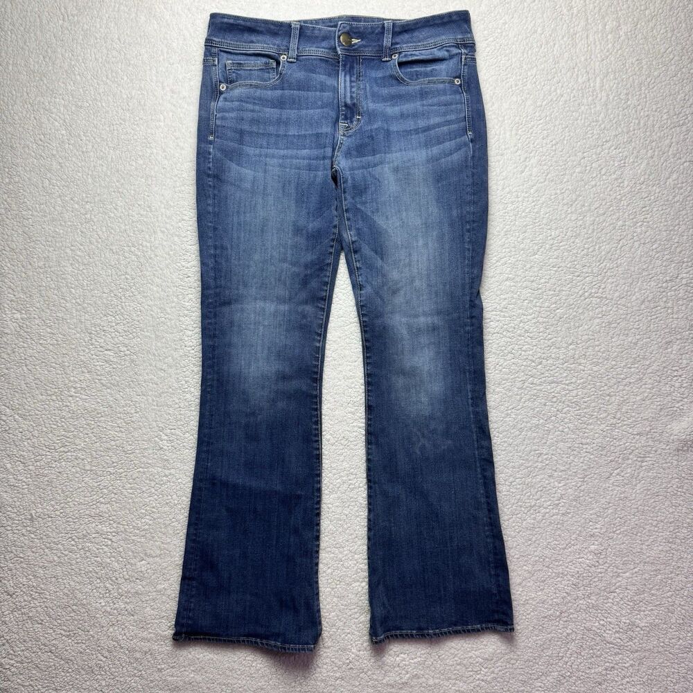 AE American Eagle 360 Super Stretch Kick Boot Blue Jeans Pants Sizez 10 Regular